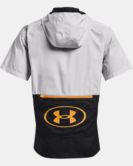 Men's UA Evolution Woven Full-Zip Short Sleeve Hoodie, Gray, pdpMainDesktop image number 8